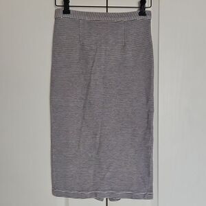 Topshop Striped Pencil Midi Skirt 4 Navy Blue/Gray